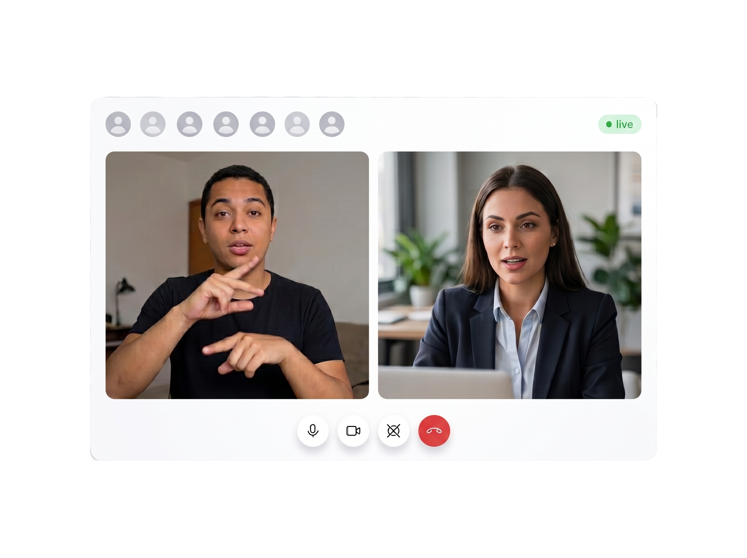 Videochamada com intérprete de Libras